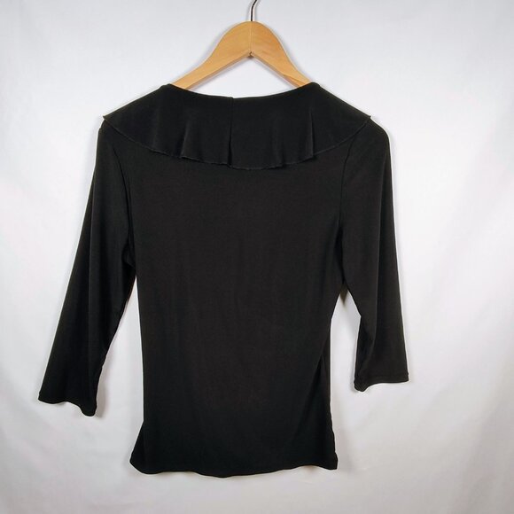 White House Black Market Women's Medium Ruffle V Neck Blouse - Picture 2 of 7